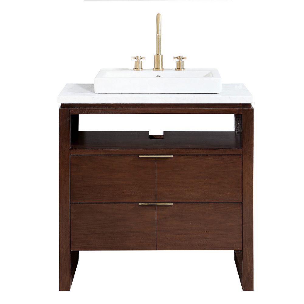 Avanity Giselle 33 Inch Vanity In Natural Walnut With Carrera