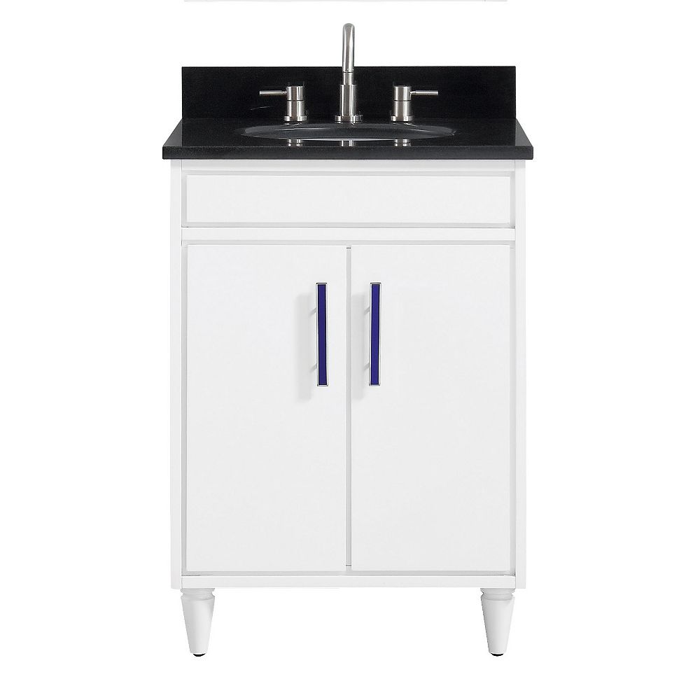 Avanity Layla 25 Inch Vanity Combo In White With Black Granite Top The Home Depot Canada