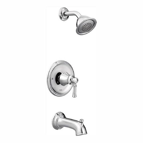 MOEN Dartmoor Posi-Temp WaterSense Single-Handle Wall-Mount Tub and Shower Faucet Trim Kit in Chrome (Valve Not Included)