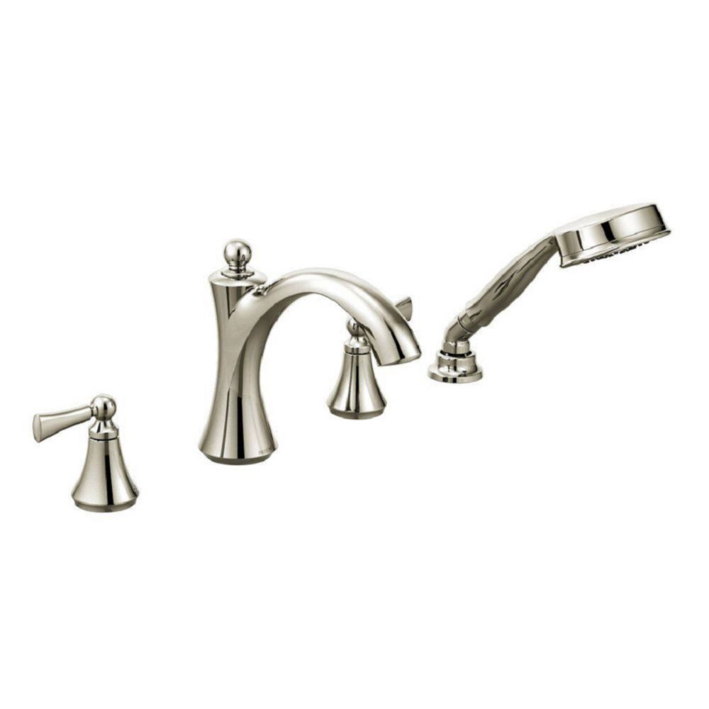 Sumrain Wasserfall-Badewannenarmatur Mit Handbrause – Gebürstetes Nickel, 3-Loch Deckmontage, Einhebel, Hoher Durchfluss