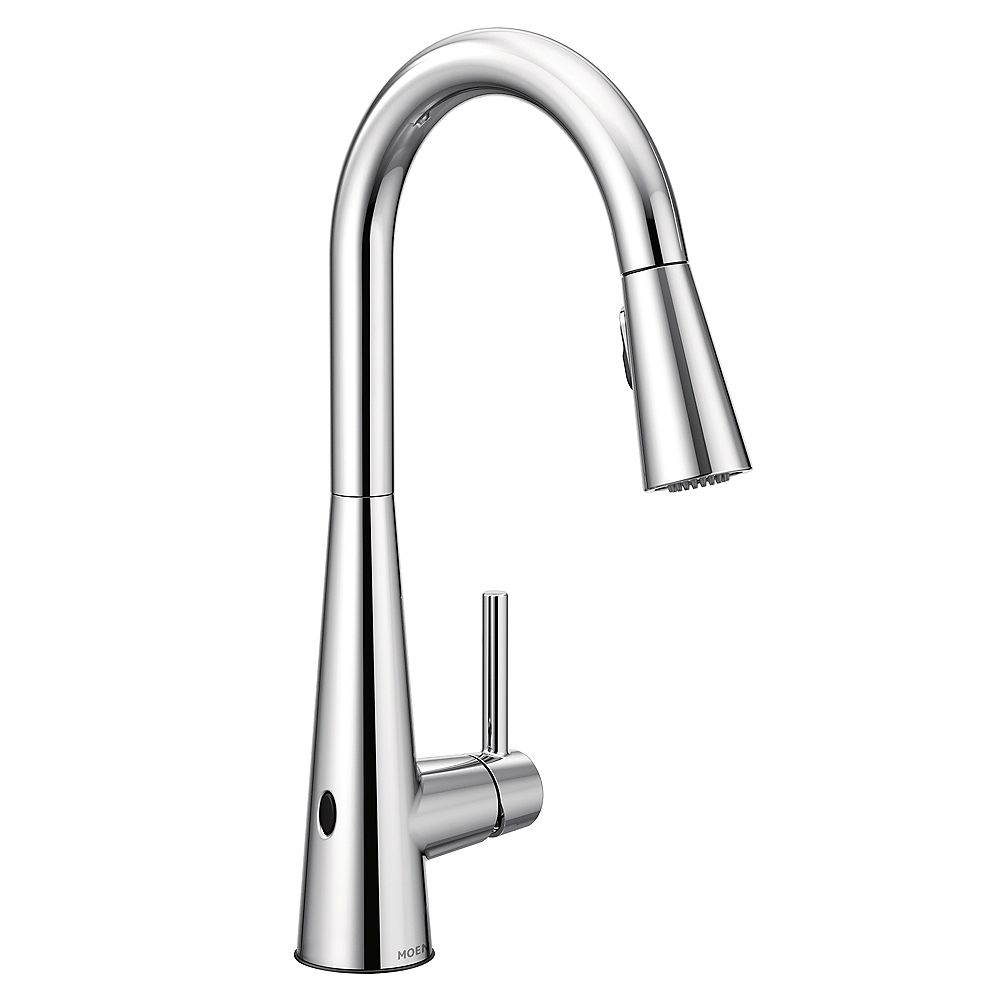 Moen Sleek Touchless Single Handle Pull Down Sprayer Kitchen Faucet With Motionsense Wave The Home Depot Canada