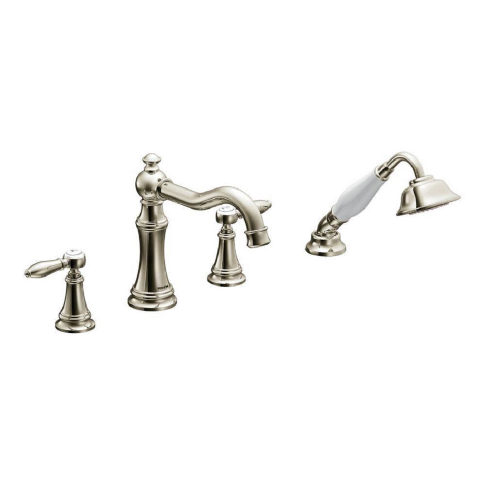 Moen Weymouth Tub Spout With Diverter - Brushed Gold, 1/2" Slip-Fit Connection, 6.75" Long