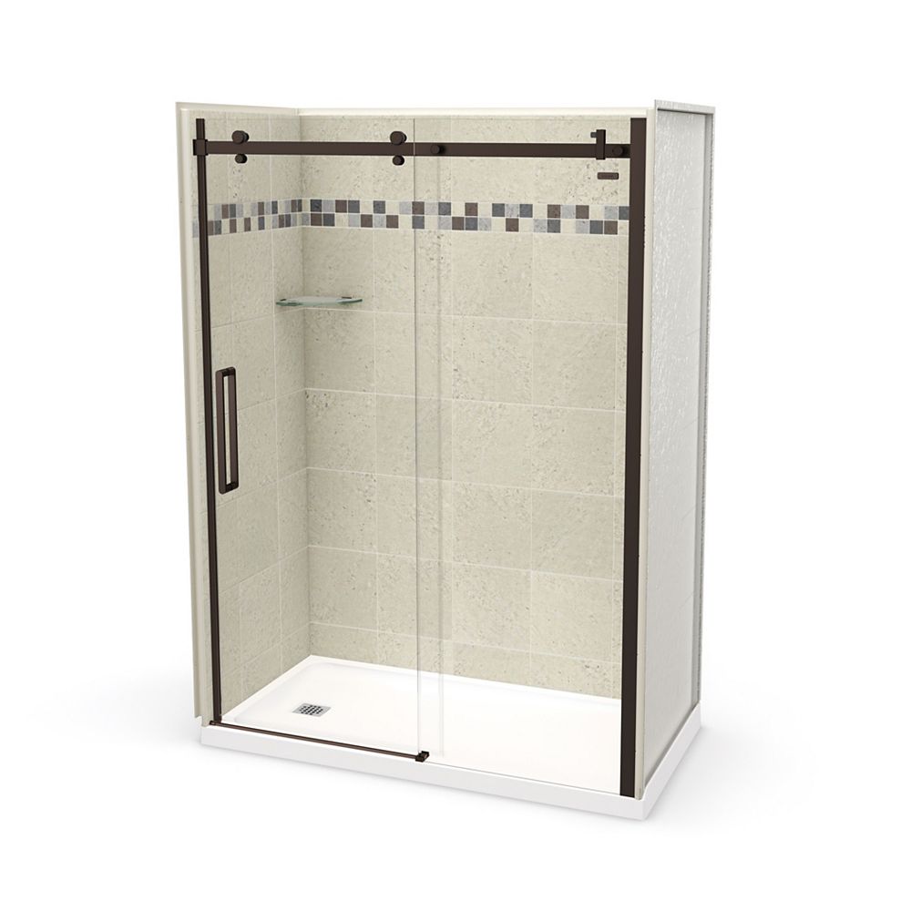 MAAX Utile Stone Sahara 60L x 32W x 83H Alcove Shower Kit, Olympia Left