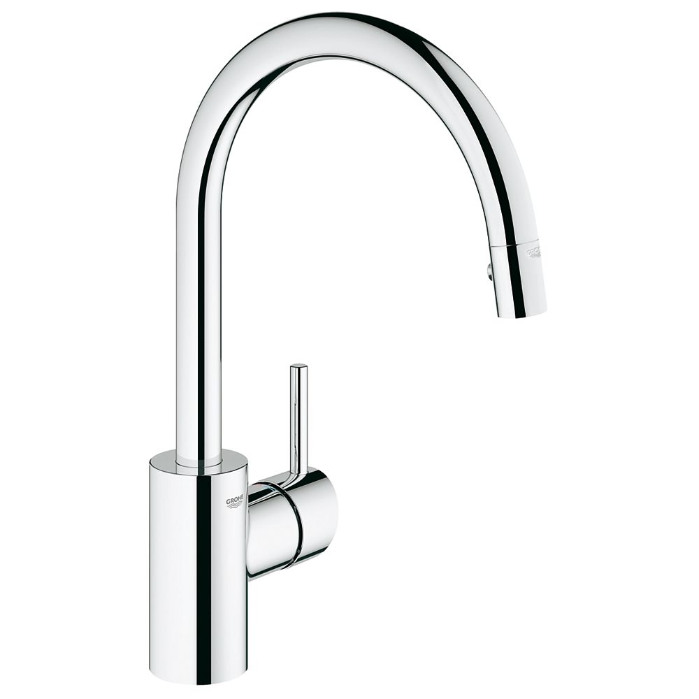 Grohe Concetto Single Handle Pull Down Sprayer Kitchen Faucet In Starlight Chrome The Home Depot Canada