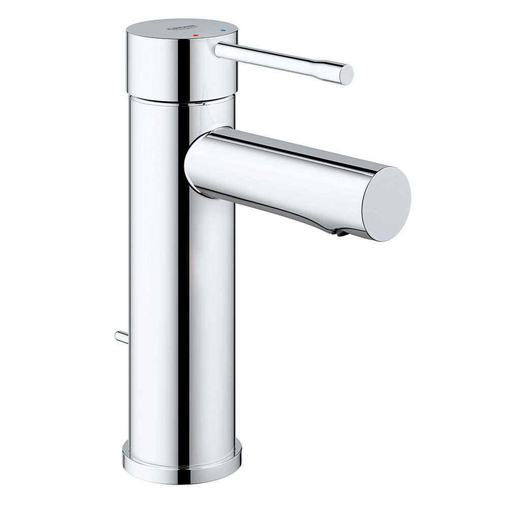 Grohe Essence New Single Hole Single Handle 12 Gpm Low Arc Bathroom Faucet In Starlight C The Home Depot Canada