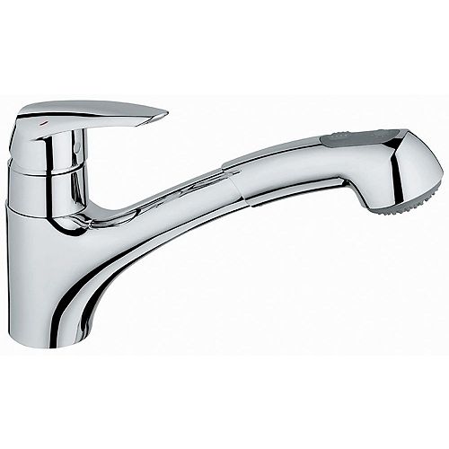 Eurodisc Single-Handle Pull-Out Sprayer Kitchen Faucet in StarLight Chrome