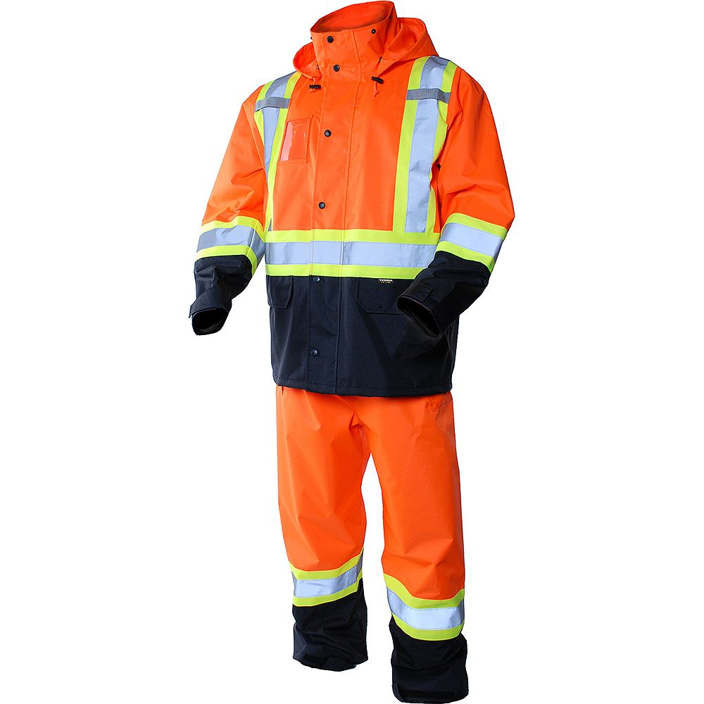 Terra Hi-Vis Rain Suit with Contrast (Orange) SZ S | The Home Depot Canada