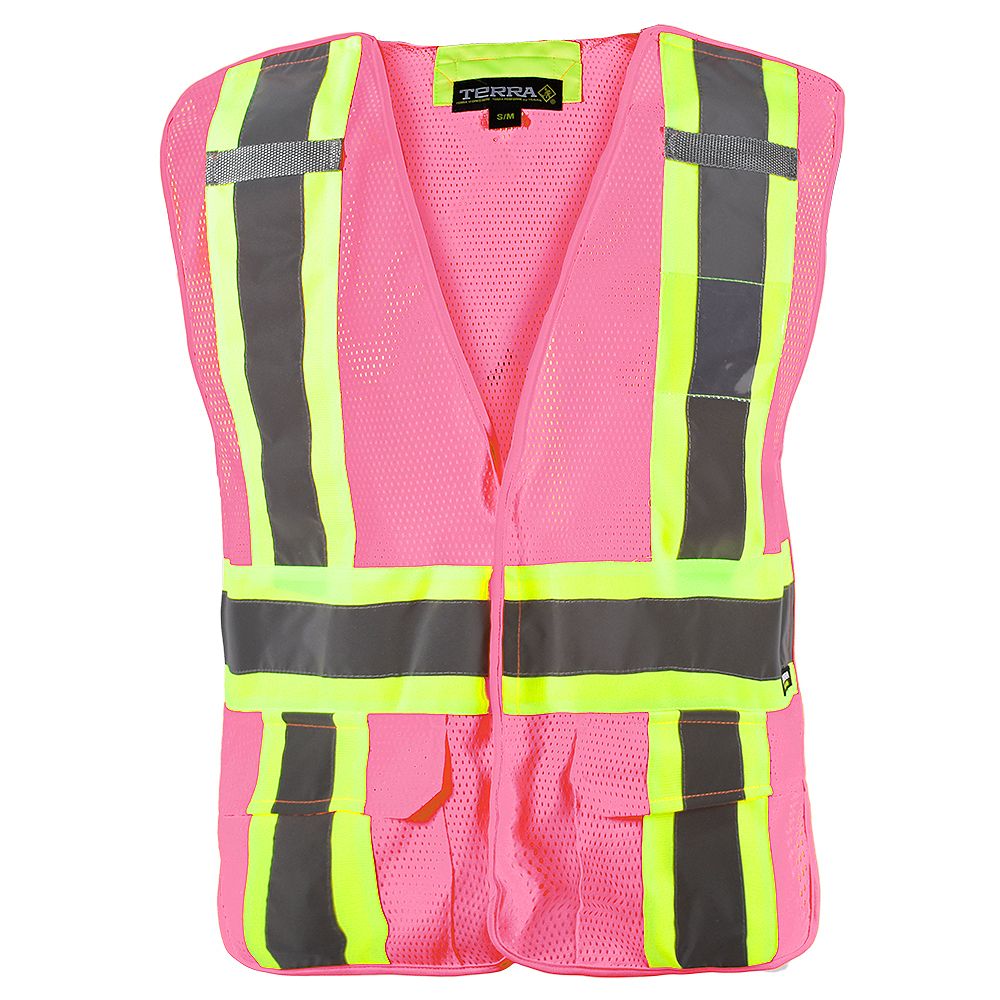 Terra HiVis 5Point Tear Away Vest (Pink) SZ L/XL The Home Depot Canada