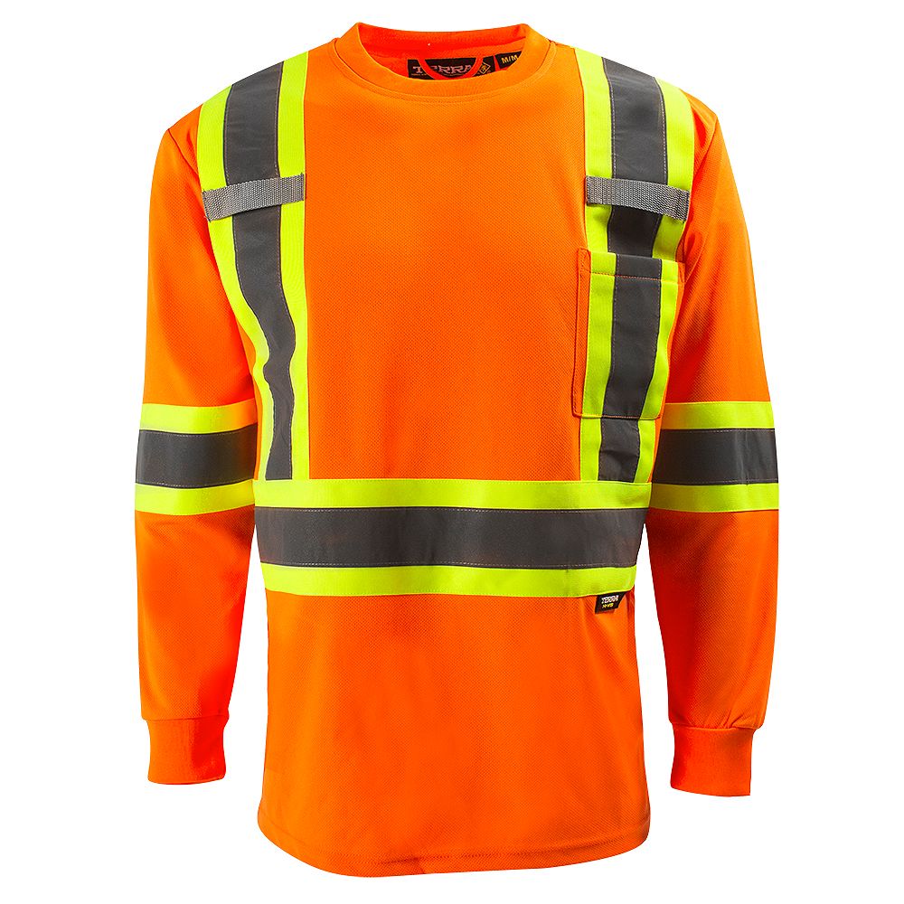 Terra Hi-Vis Long Sleeve T-Shirt with Rflt Band (Orange) SZ XL | The ...
