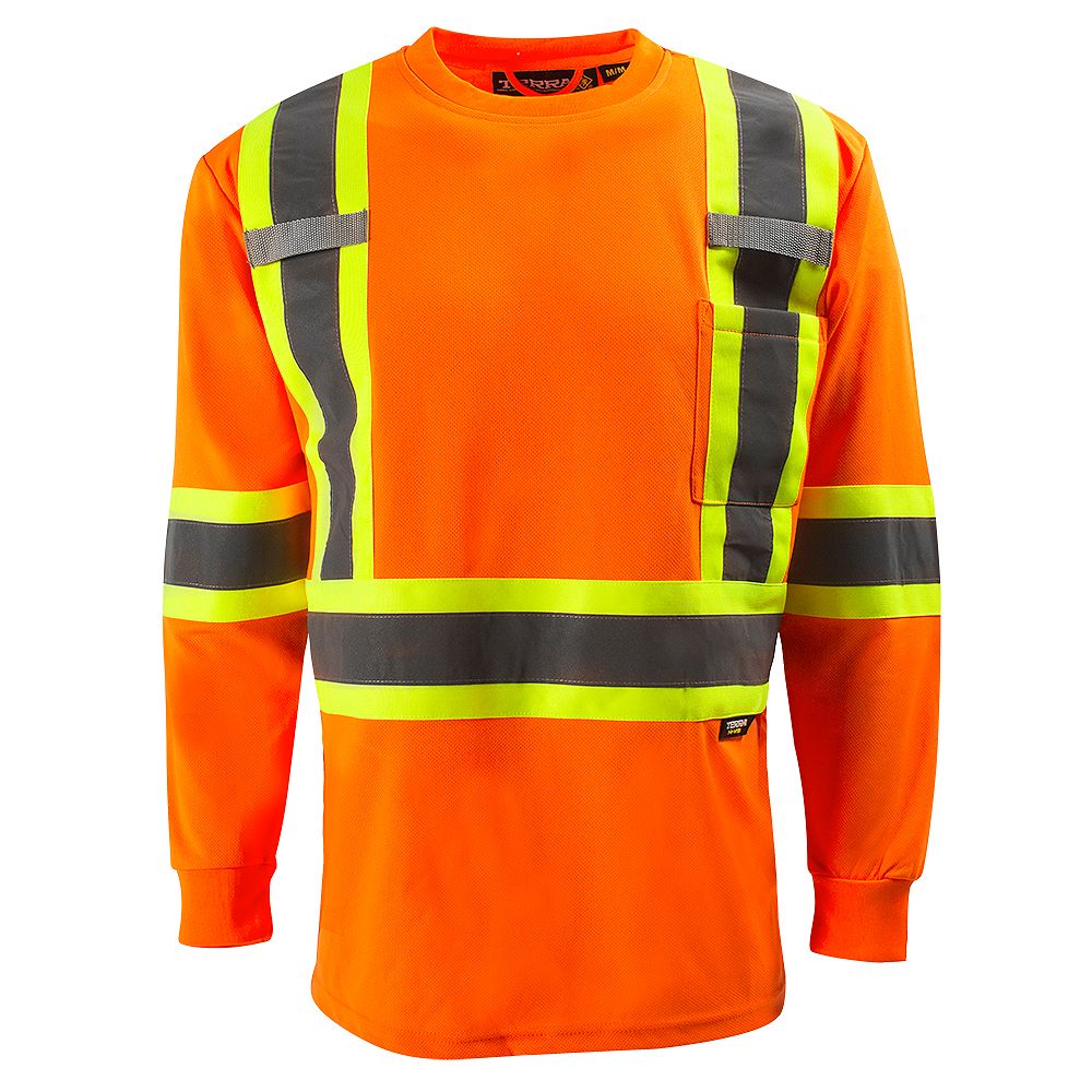 Terra Hi Vis Long Sleeve T Shirt With Rflt Band Orange Sz Xl The Home Depot Canada 