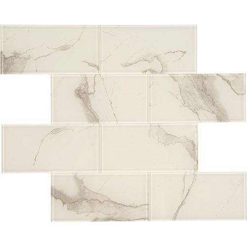 Glass White marble single sheet 11.8 X 11.8 Peel and Stick