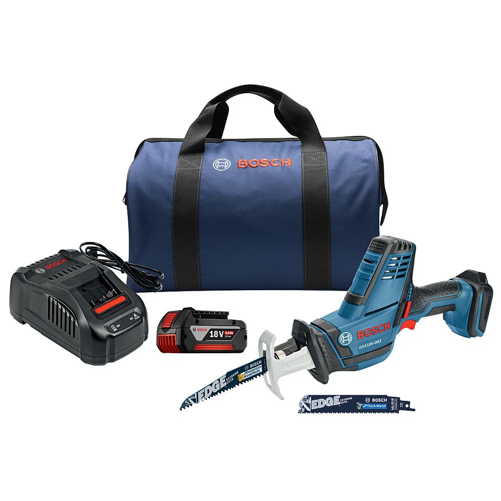Bosch 18V Cordless Variable Speed Compact Reciprocating Saw Kit with 4.0Ah FatPack Battery The