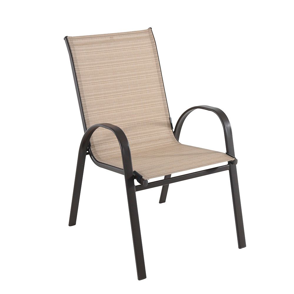 Hampton Bay Mix Match Sling Stacking Patio Dining Chair In Caf The Home Depot Canada