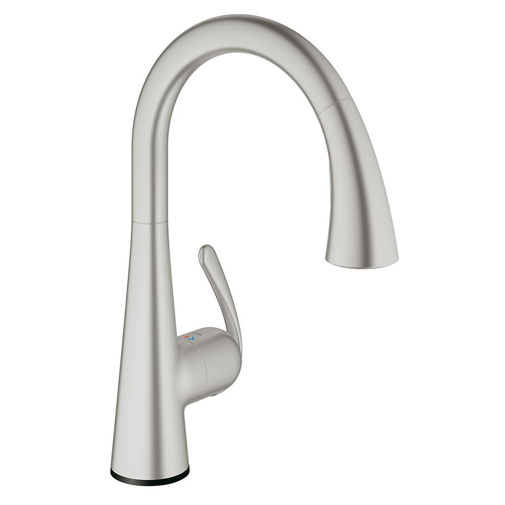 Grohe Ladylux Cafe Touch Single Handle Pull Down Sprayer Kitchen Faucet In Supersteel Infi The Home Depot Canada