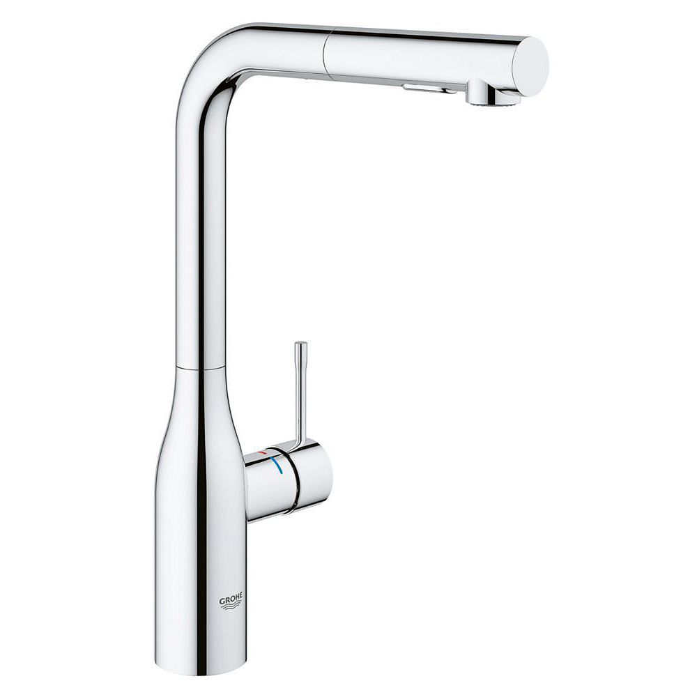 Grohe Essence Single Hole Single Handle Kitchen Faucet With Dual Spray In Starlight Chrome The Home Depot Canada