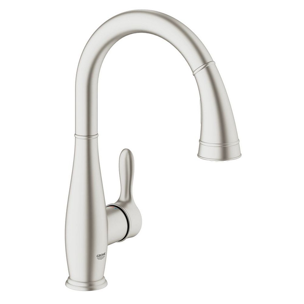 Grohe Parkfield Single Handle Pull Out Sprayer Kitchen Faucet In Supersteel Infinity Finis The Home Depot Canada
