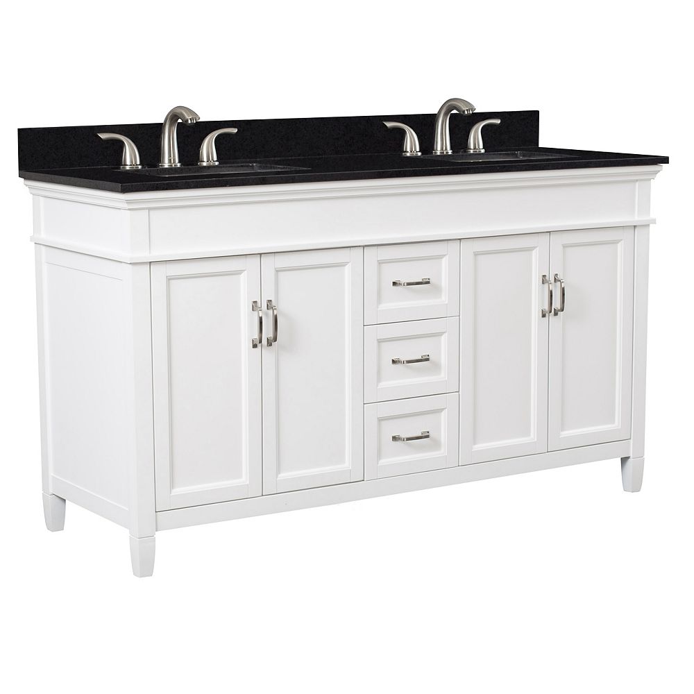 Foremost Ashburn 60 inch Vanity Combo in White with Tempest Black
