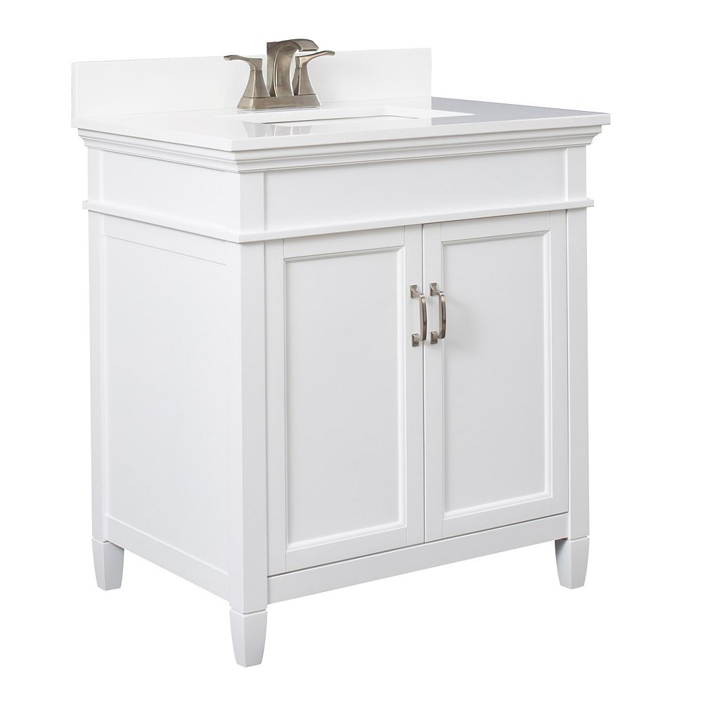 Foremost Ashburn 30 Inch Vanity Combo In White With Lily White Top The Home Depot Canada