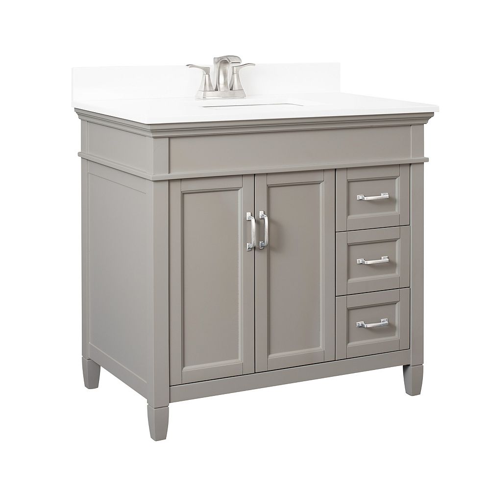 Foremost Ashburn 36 Inch Vanity Combo In Grey With Lily White Engineered Stone Top The Home Depot Canada Foremost Ashburn 36 Inch Vanity Combo In Grey With Lily White Engineered Stone Top The Home Depot Canada