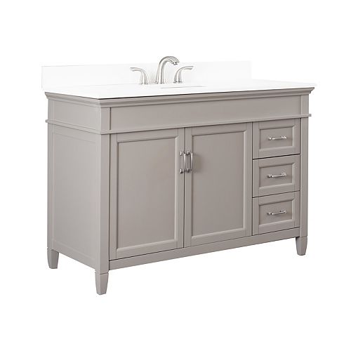 Foremost Ashburn 48 inch Vanity Combo in Grey with Lily White Engineered Stone Top