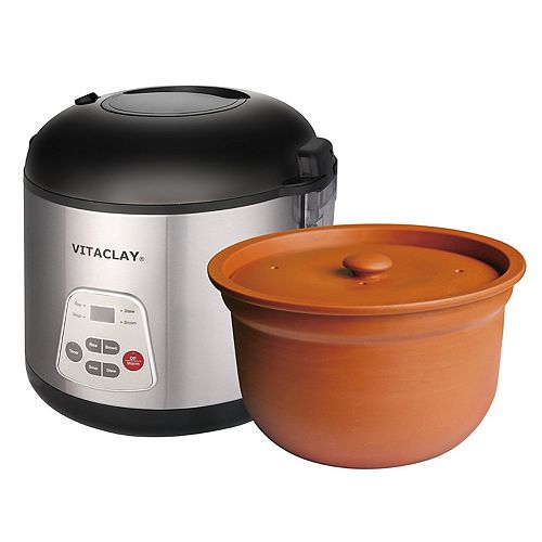 8 Cup 2-in-1 Rice N' Slow Cooker with High Fired Clay Pot