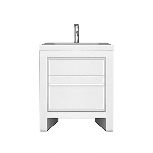 Sloan 28 inch Single Freestanding Modern White Bathroom Vanity with Basin