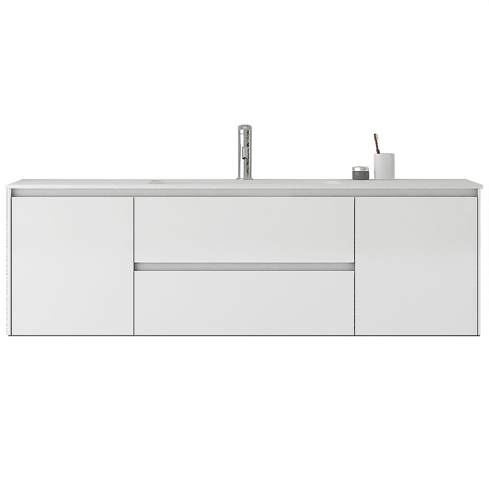 Jade Bath Morgan 63 Inch Single Wall Mounted Modern White Bathroom Vanity With Basin The Home Depot Canada Jade Bath Morgan 63 Inch Single Wall Mounted Modern White Bathroom Vanity With Basin The Home Depot Canada