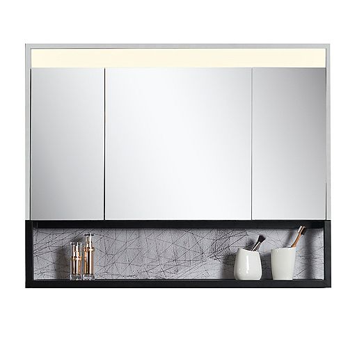 Ella 40 inch x 32 inch Mirror Cabinet with LED Light and Integrated Shelf