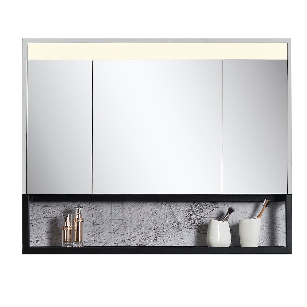 Bathroom Mirror Cabinets Jade Bath Ella 40 inch x 32 inch Mirror Cabinet with LED Light and  Integrated Shelf | The Home Depot Canada