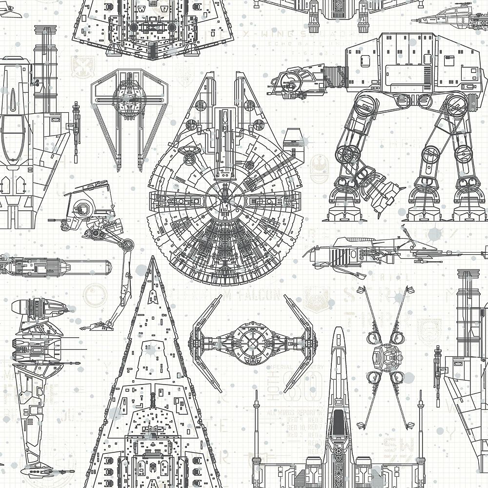 Roommates Star Wars Blueprint Peel Stick Wallpaper The Home Depot Canada