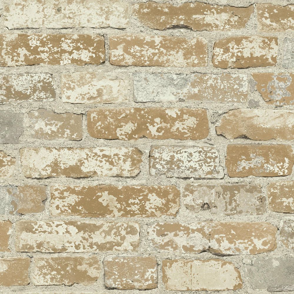 RoomMates Stuccoed Brown Brick Peel and Stick Wallpaper The Home