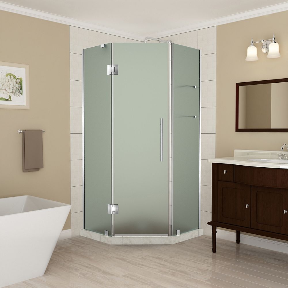 Aston Merrick Gs 42 425 X 72 Inch Frameless Neo Angle Shower Enclosure With Shelves Fr 9656