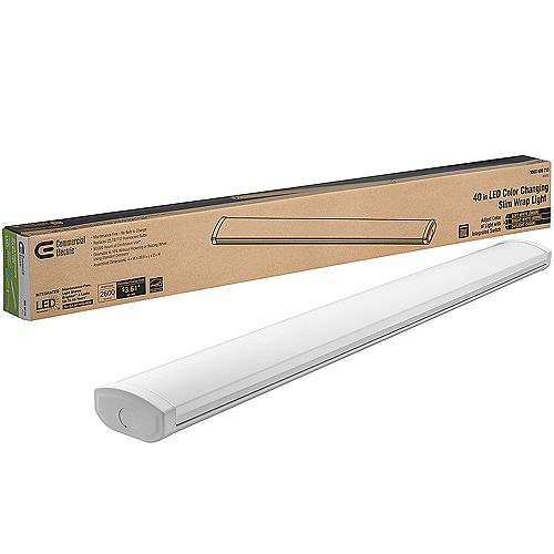 Commercial Electric 40-inch 30 W 2600 Lumens Integrated LED White Slim Wraparound Dimmable Light 3000K 4000K 5000K