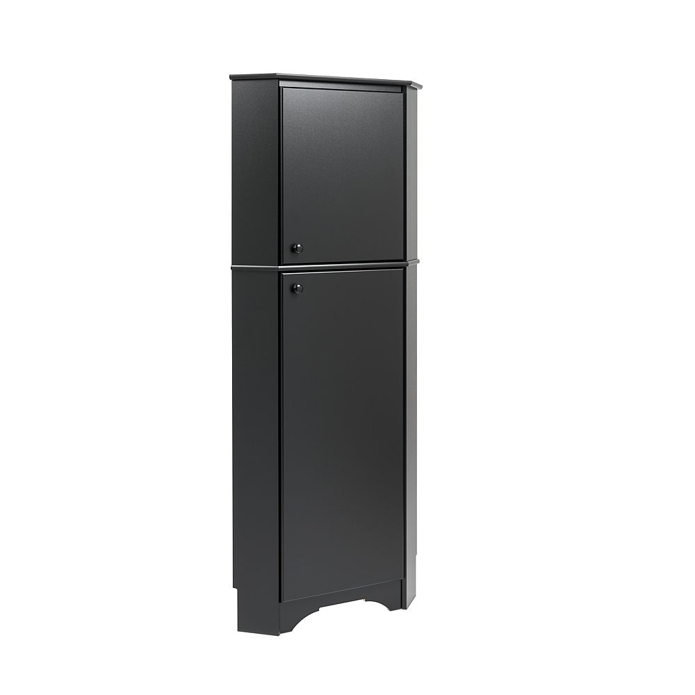Prepac Elite Tall 2 Door Corner Storage Cabinet In Black The Home Depot Canada