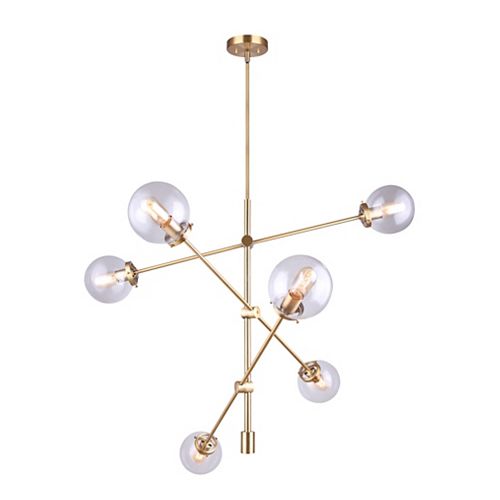 KYLO 6-Light Gold Chandelier with Clear Glass