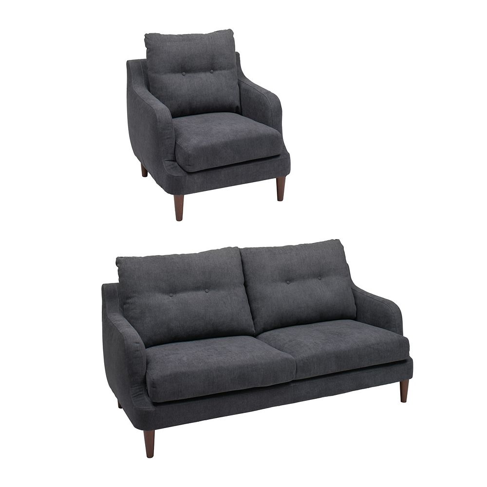 Victoria Navy Blue Fabric 10-Piece Chair and Sofa Set Victoria Navy Blue Fabric 10-Piece Chair and Sofa Set