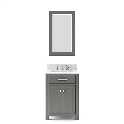 Glacier Bay 24inch W Peython Vanity Ensemble in Dark Chocolate with White Porcelain Top The