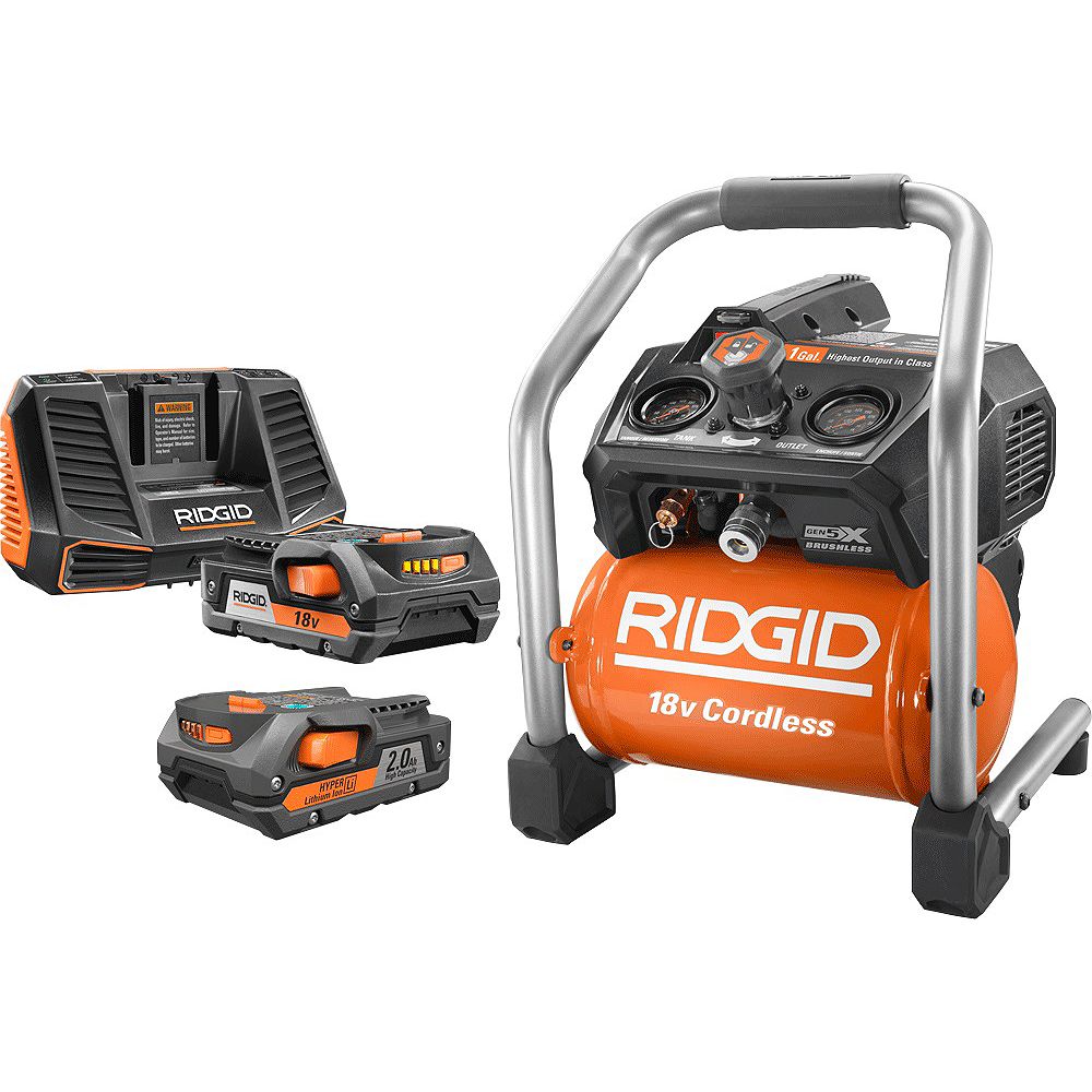 RIDGID 18V Compessor with (2) 2 Ah Batteries The Home Depot Canada