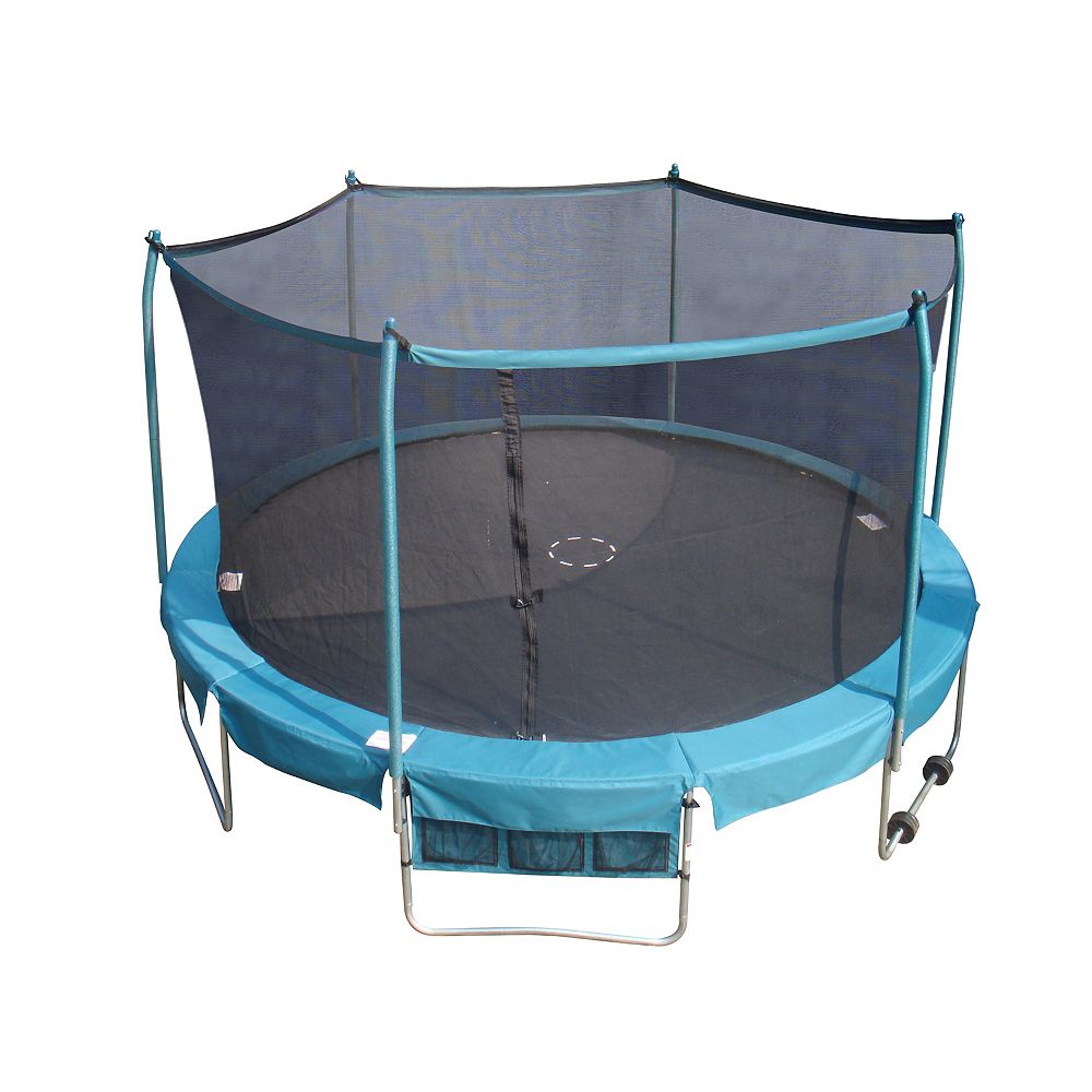 Trainor Sports Deluxe 15 Ft Round Trampoline And Enclosure Combo With Shoe Bag And Roll A The Home Depot Canada