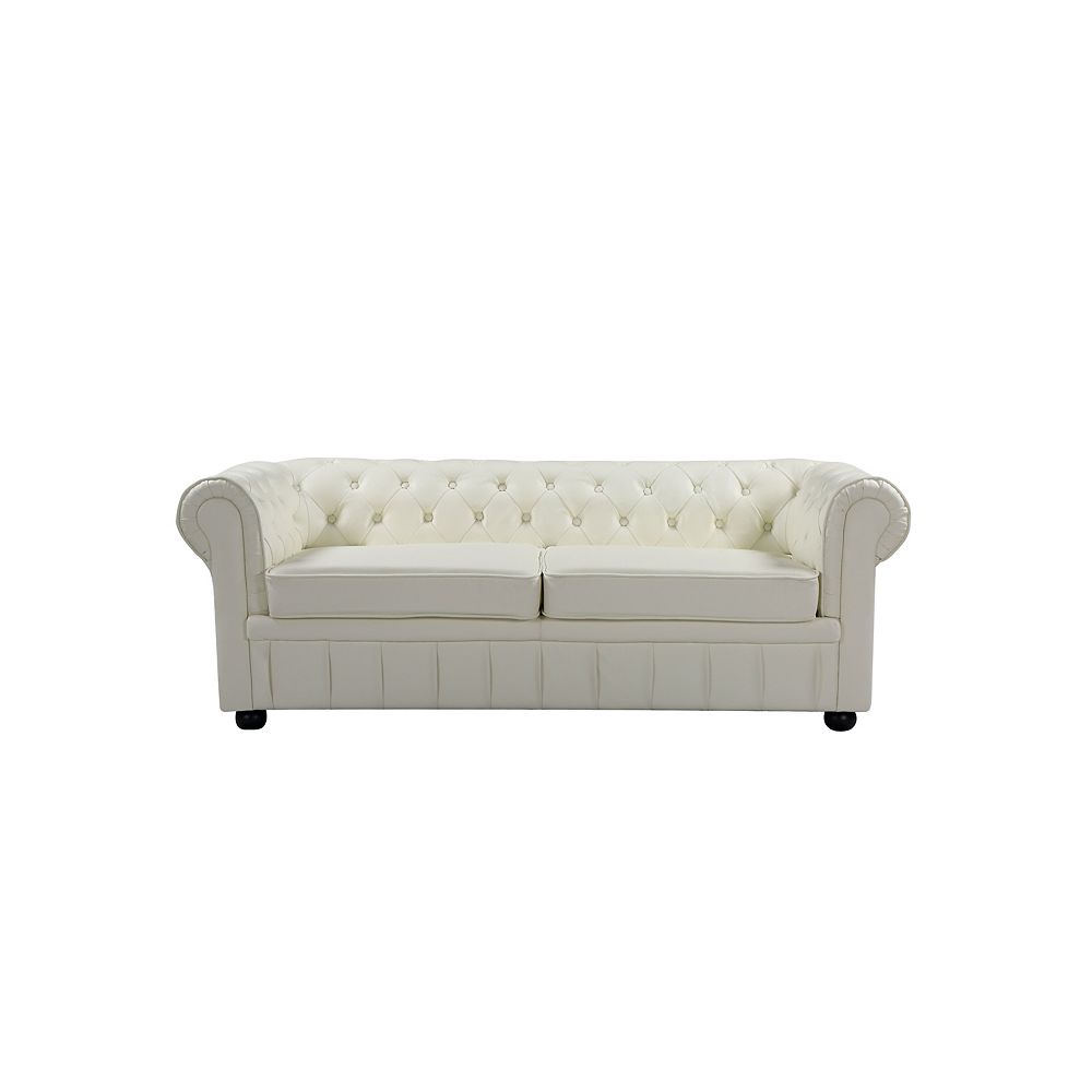 Velago Avignon Classic Cream Genuine Leather Chesterfield Tufted Loveseat The Home Depot Canada Velago Avignon Classic Cream Genuine, Classic Cream Leather Sofa