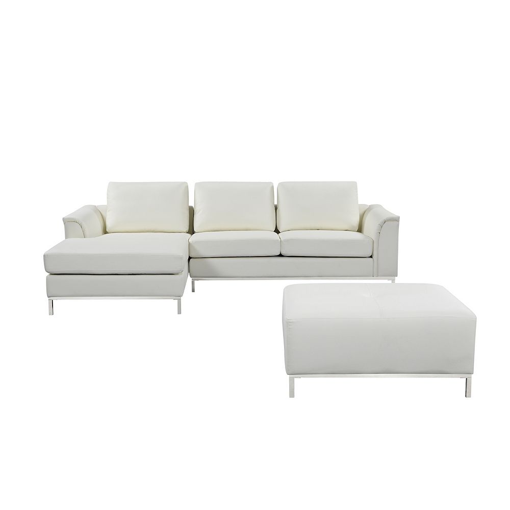 Velago Ollon Cream Left Facing Leather Sectional Sofa The Home Depot Canada Left Facing Leather Sectional Sofa, Genuine Leather Sectional Sofa Canada