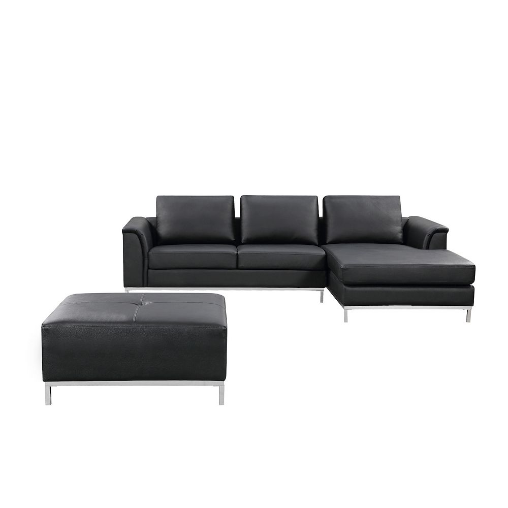 pic Right Facing Leather Sectional ollon right facing leather sectional sofa in black