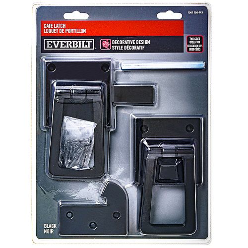 Everbilt Modern Squared Two-Way Gate Latch, Black, 4pcs