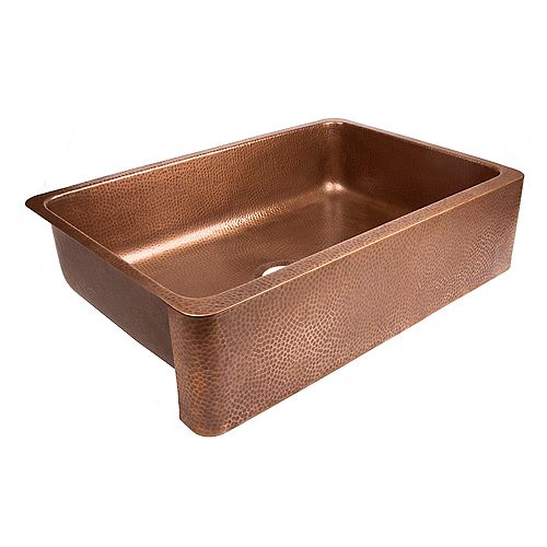 Lange Farmhouse Undermount Copper Sink 32-inch Single Bowl Kitchen Sink in Antique Copper