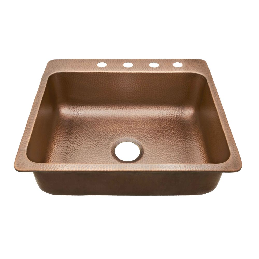 Sinkology Rosa Drop In Copper Sink 25 Inch 4 Hole Single Bowl Copper   P 1001180612 