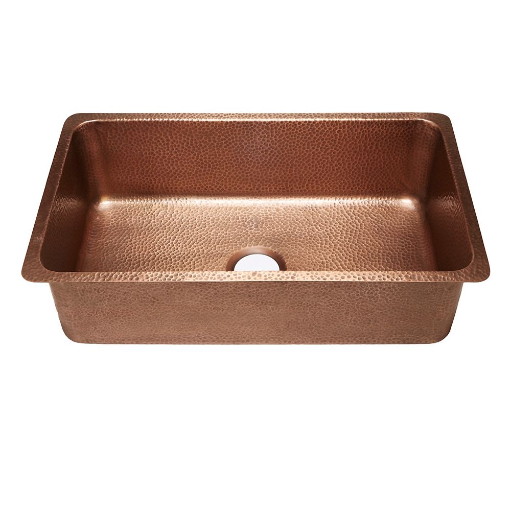 Sinkology David Undermount Handmade Copper Sink 31 1/4inch Luxury Single Bowl Kitchen Sin