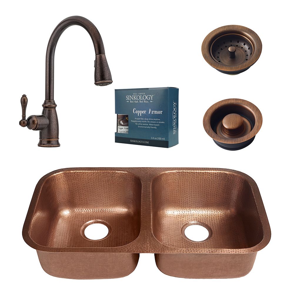Sinkology Kandinsky All-in-One Undermount Copper 32 1/4-inch Kitchen