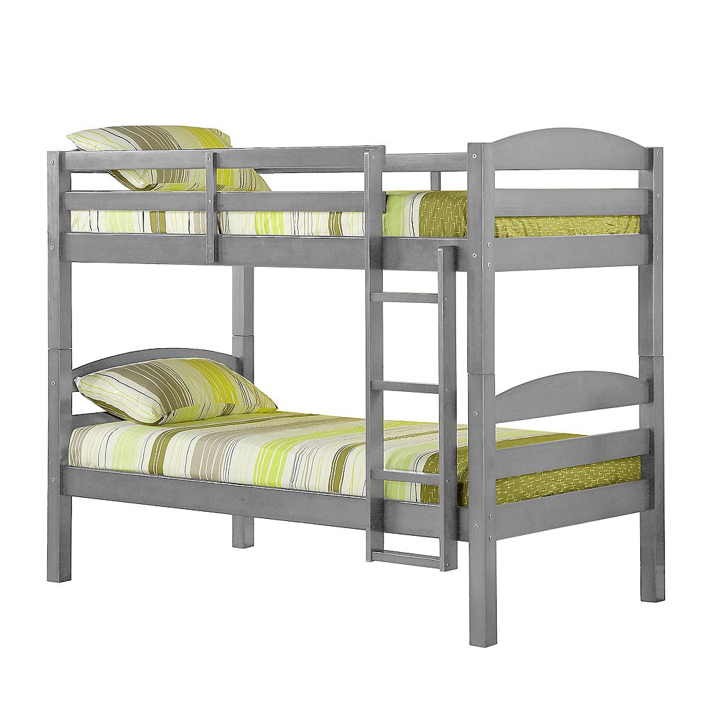 Welwick Designs Classic Solid Wood Twin Over Twin Bunk Bed Grey The
