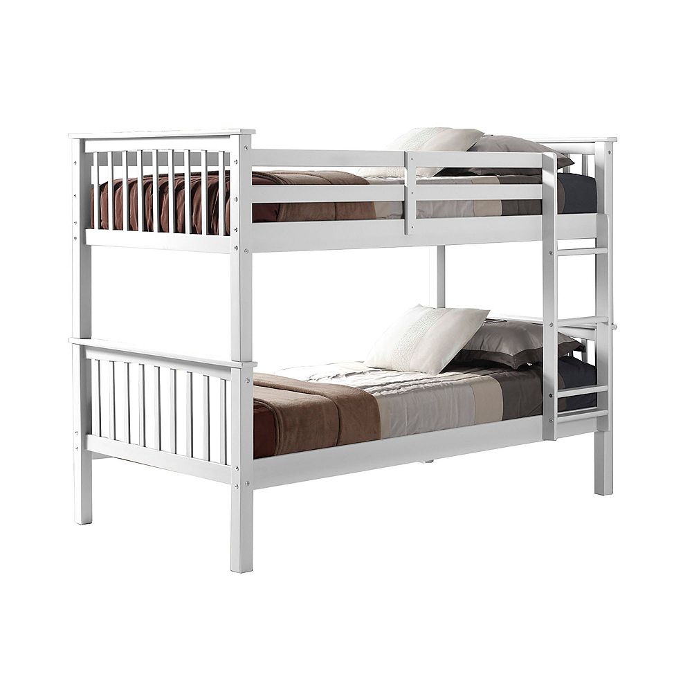 Walker Edison Solid Wood Twin Over Twin Mission Design Bunk Bed In