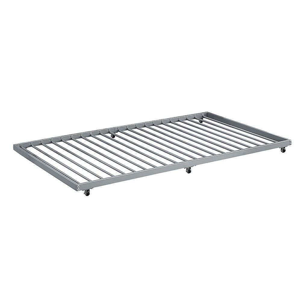 Welwick Designs Twin RollOut Trundle Bed Frame with Wheels Silver